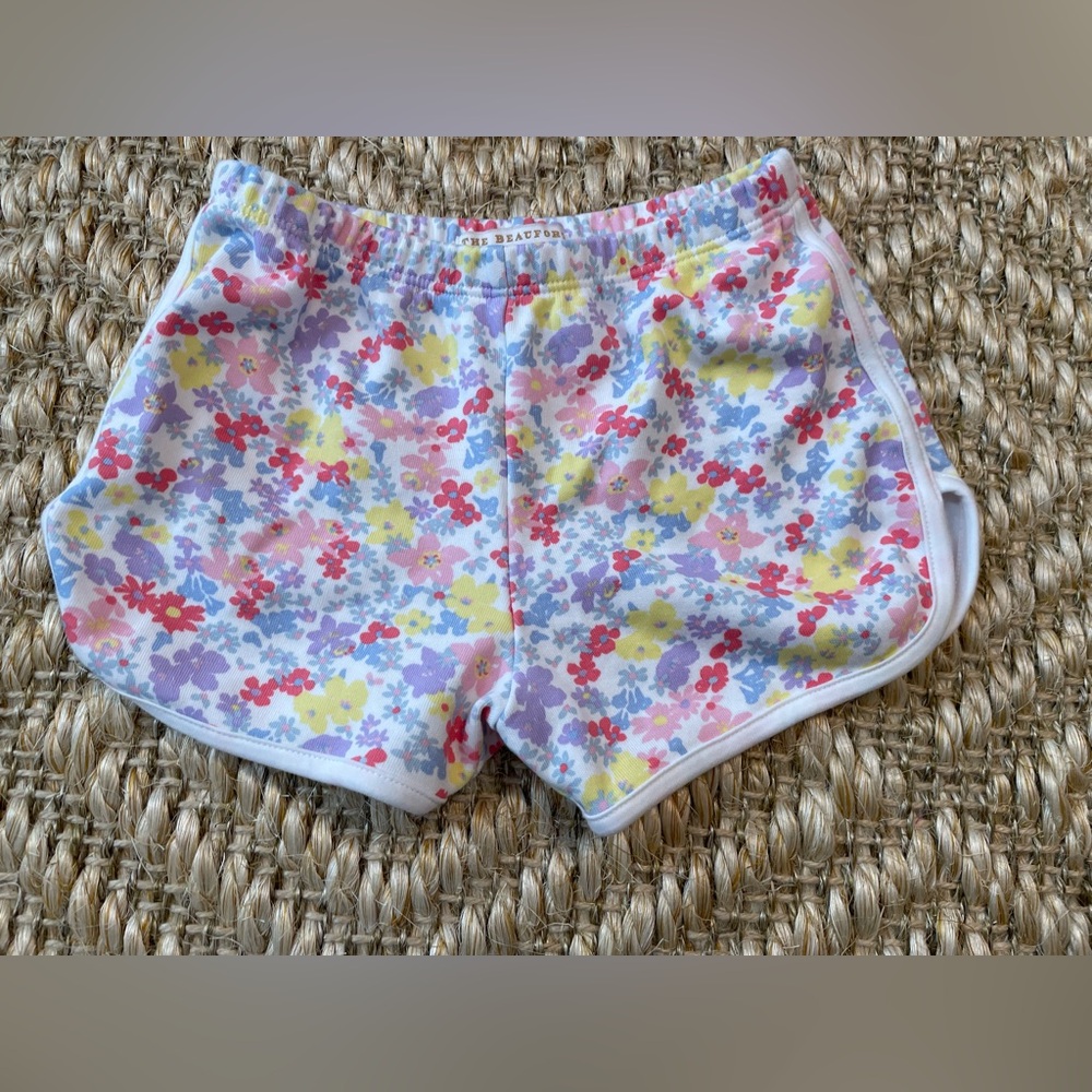 The Beaufort Bonnet Company Pima cotton shorts pink yellow blue floral 3T